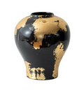 Hand-Applied Gold Leaf Ceramic Vase