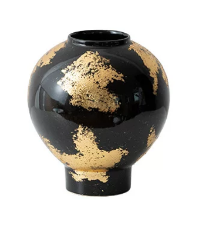 Hand-Applied Gold Leaf Ceramic Vase