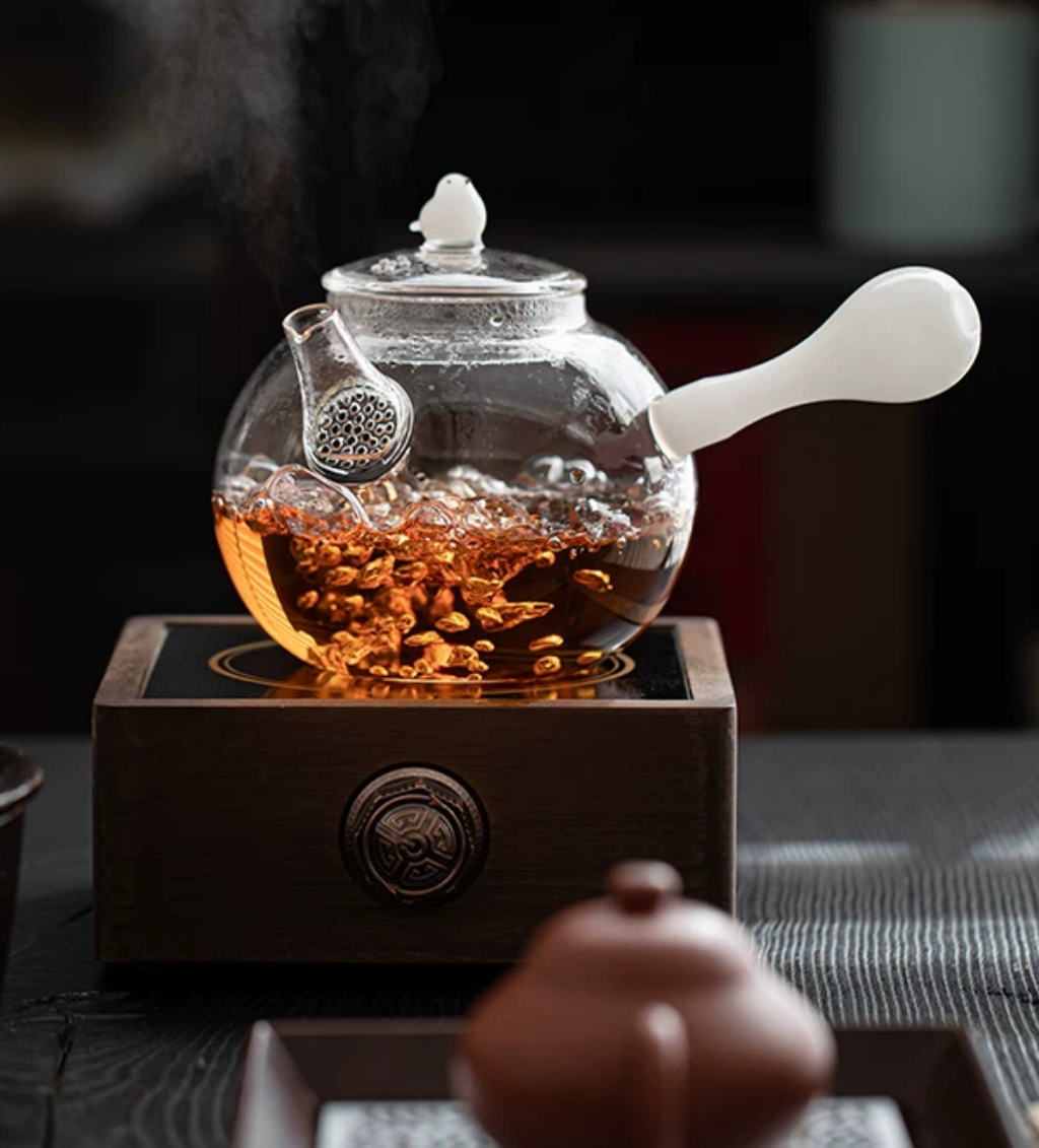 Glass Side-Handle Tea Boiling Kettle with Electric Ceramic Stove