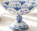 Jingdezhen Blue & White Glaze-Inlaid Arabesque Lace Footed Serving Platter