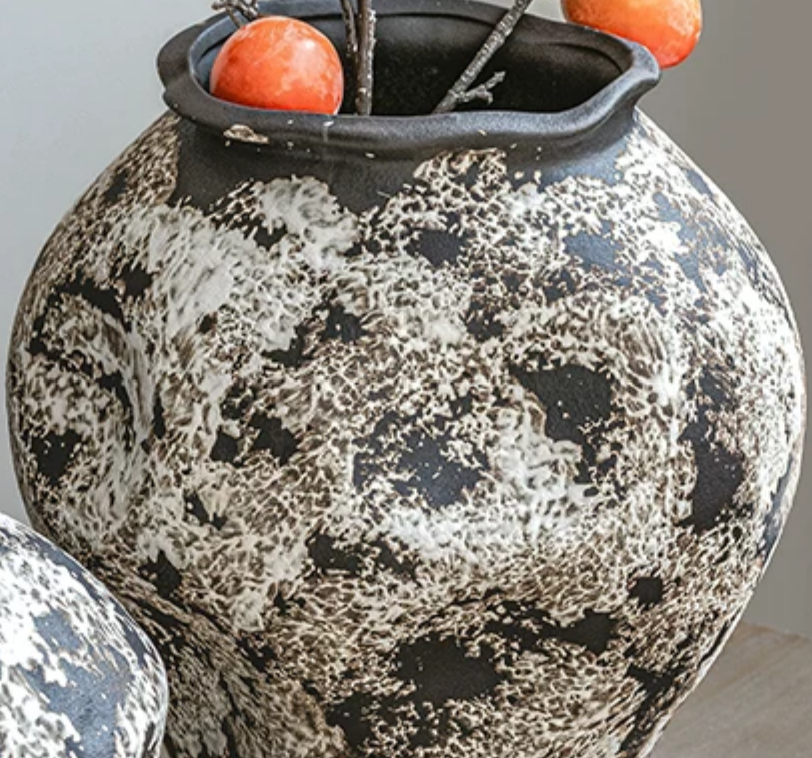 Jingdezhen Wabi-Sabi Textured Ceramic Vase — Rustic Zen Stoneware, 3 Styles