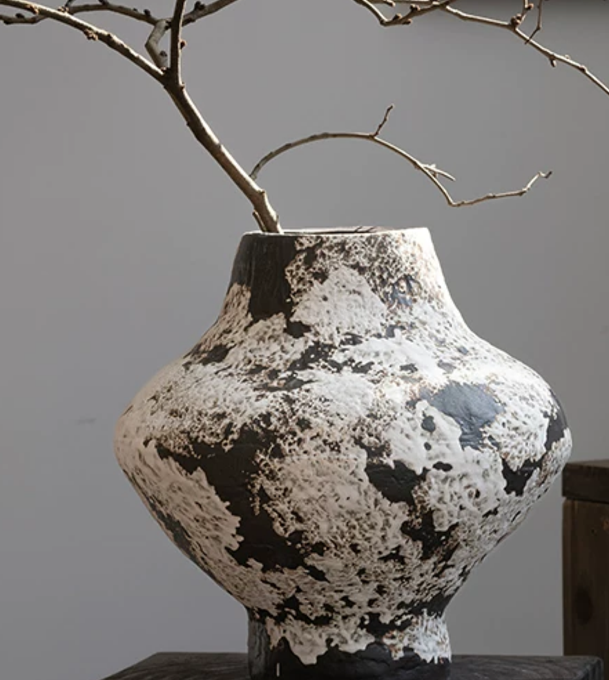 Jingdezhen Wabi-Sabi Textured Ceramic Vase — Rustic Zen Stoneware, 3 Styles