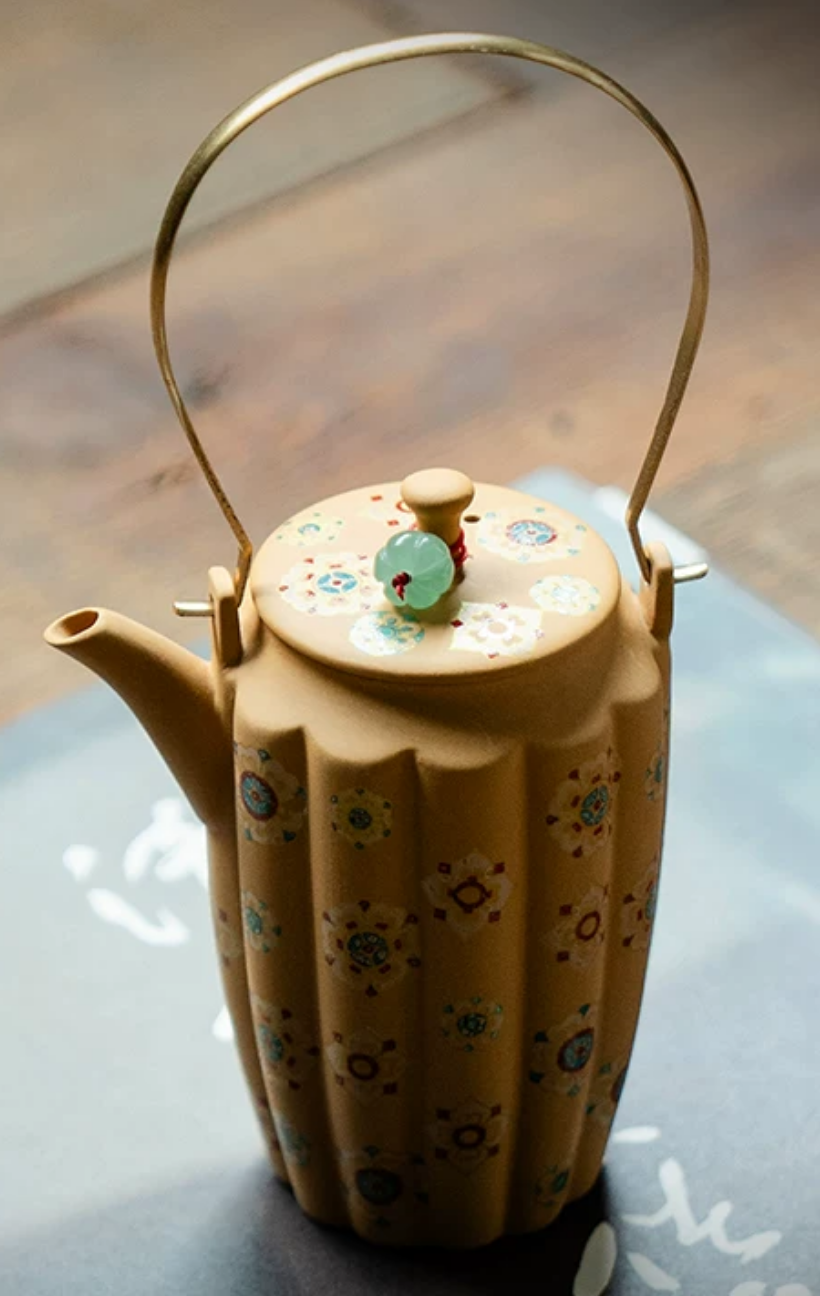 Handmade Zisha Teapot — black background, full view