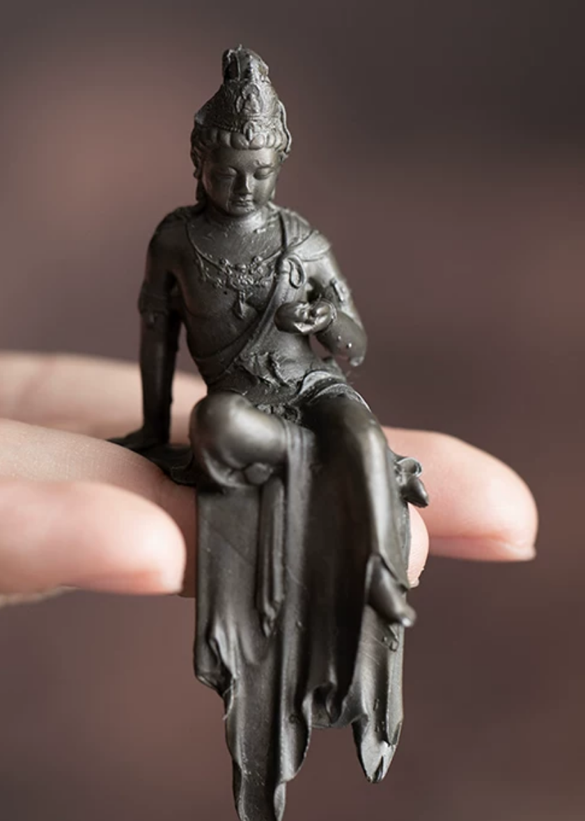 Handcrafted Antique Tin Guanyin Bodhisattva Tea Pet — Zen Buddhist Tea Ceremony Ornament