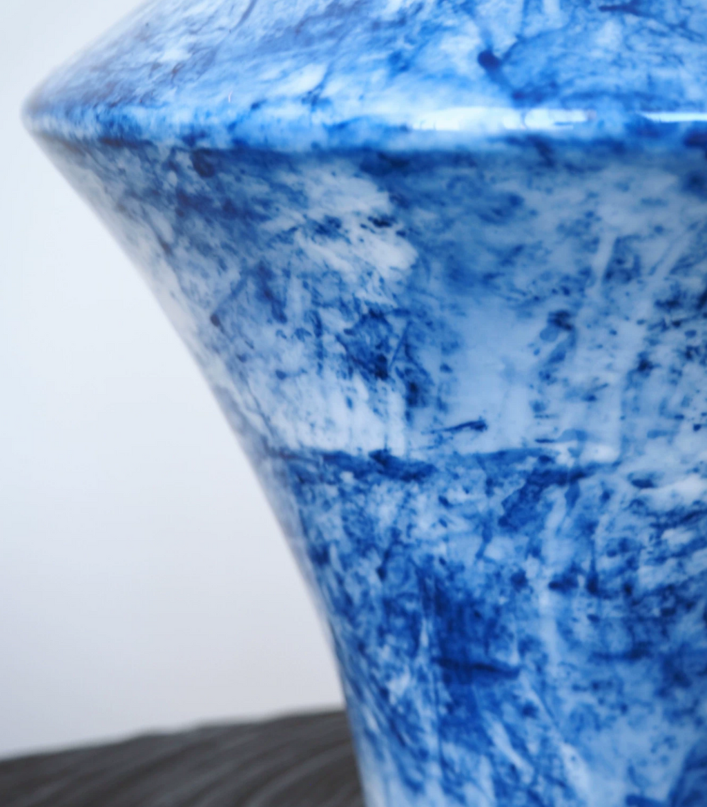 Blue cloud ceramic vase additional view