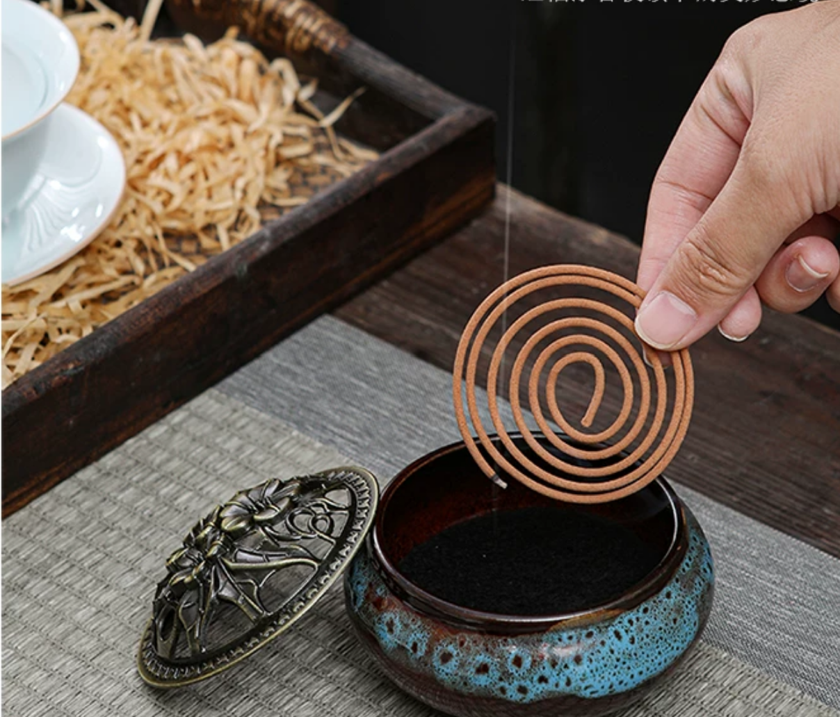 Lotus Brass Incense Burner — Buddhist Coil & Stick Incense Holder