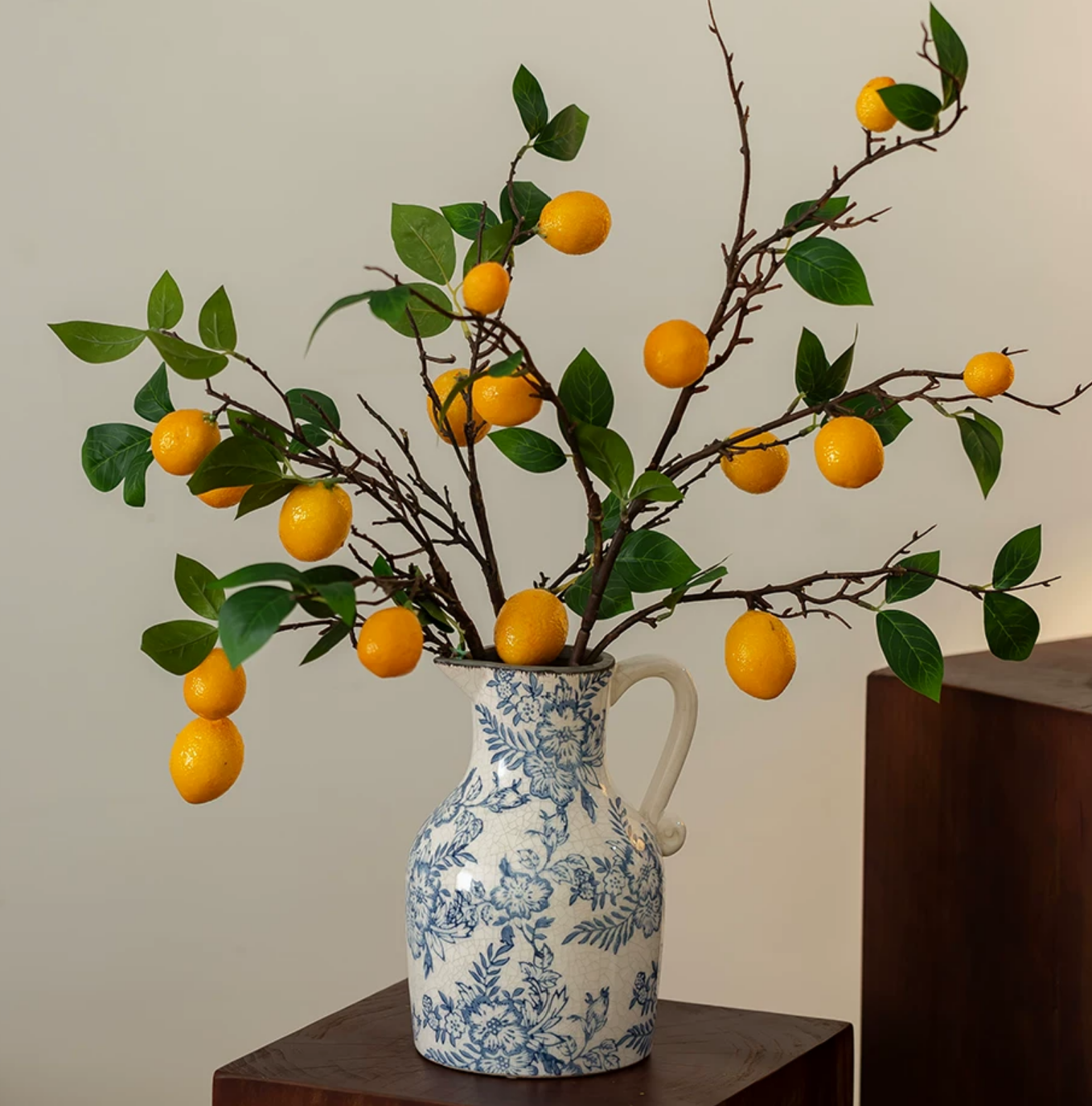 Blue & White Floral Ceramic Vase – Living Room Flower Arrangement Collection